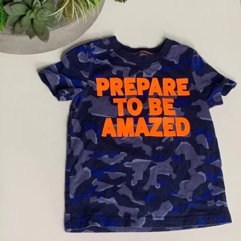 Carter’s prepare to be amazed camo navy blue T-shirt 3t toddler boy top